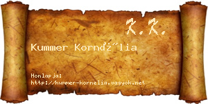 Kummer Kornélia névjegykártya